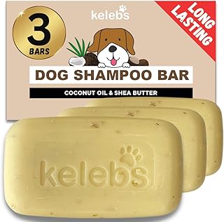 KELEBS Hundeshampoo Sensitiv | Fellpflege Hund | hundeshampoo welpen | Beruhigende natürliche Hunde Shampoo Seifenstücke | mit Lavendel Öl & Haferflocken | Vegan | 3er Pack (Coconut) product image