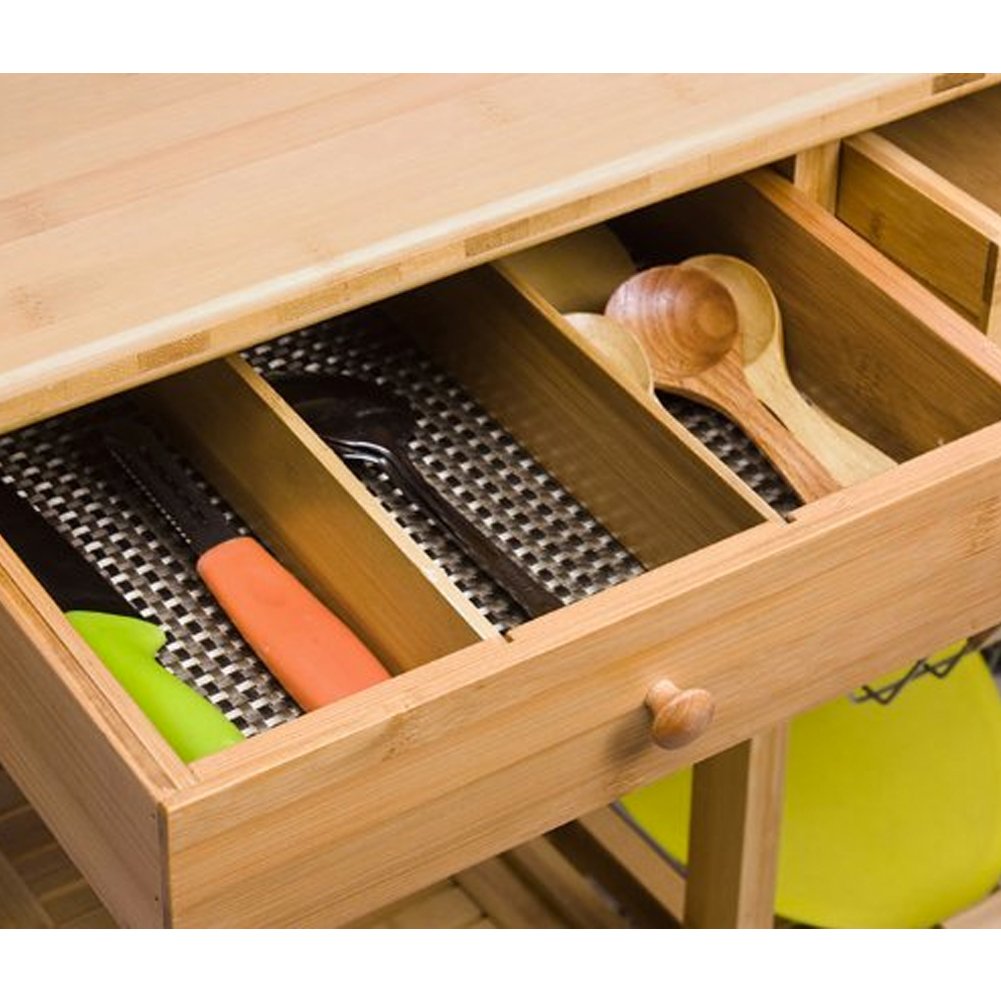 Bakaji - Carrito de Cocina de Madera de bambú con Estante para Tabla de Cortar y cajones, único