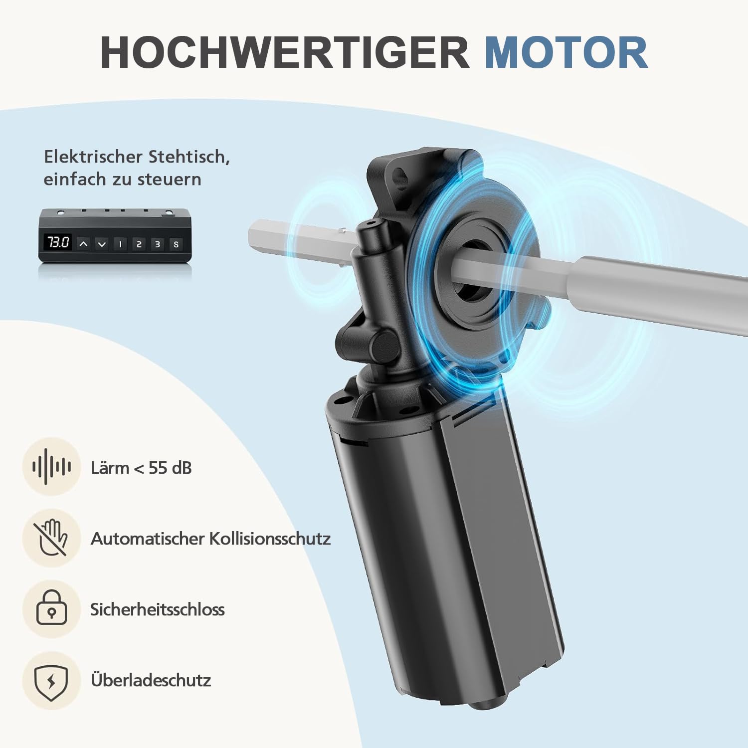 DUMOS Schreibtisch Höhenverstellbar, Ergonomic Elektrischer Schreibtische 120 X 60 cm, Standing Desk, Height Adjustable Tisch, Office Desk Geeignet für Büros, Wohnungen und andere (Braun)