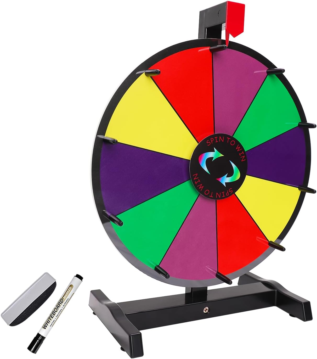iElyiEsy 15 Inch Spinning Prize Wheel Tabletop Prize Wheel with 10 Slots Dry Erase Spinning Wheel for Trade Show Carnival Party Pub Fortune Game