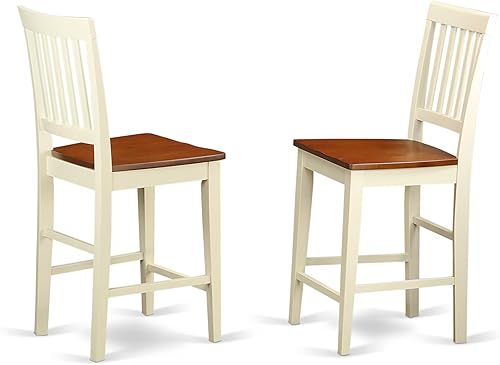 Miniatura 1 de East West Furniture Vernon - Taburete de bar para mostrador, sillas de madera de altura de pub, juego de 2, suero de leche y cereza