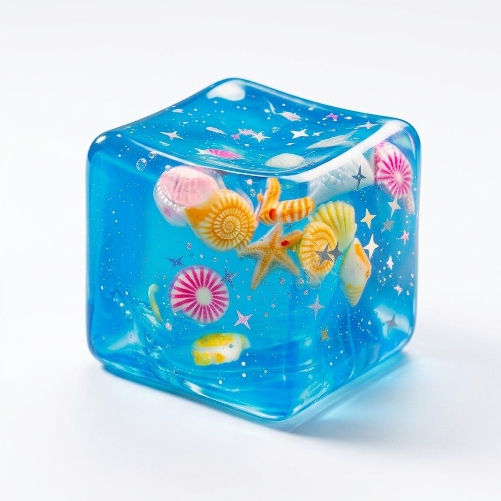 Blue Ocean Themed Ice Cube Stress Ball | Crystal Stress Relief Squeeze Ball, Gem-Shaped Sensory Fidget Toy, Soft Squishy Anxiety Relief, Hand Exercise-image-29