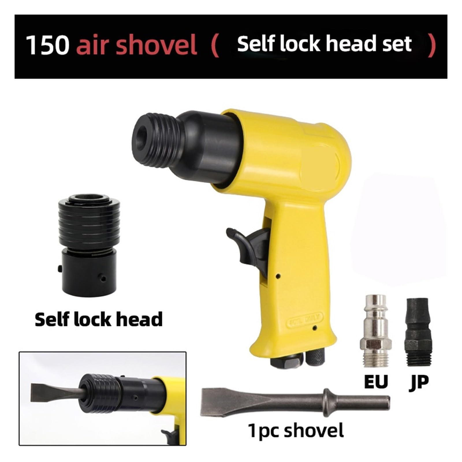 120mm Młot pneumatyczny Profesjonalny ręczny łopata gazowa Mały odrdzewiacz Narzędzia pneumatyczne z 4 dłutami do obróbki metalu(Self lock head set)