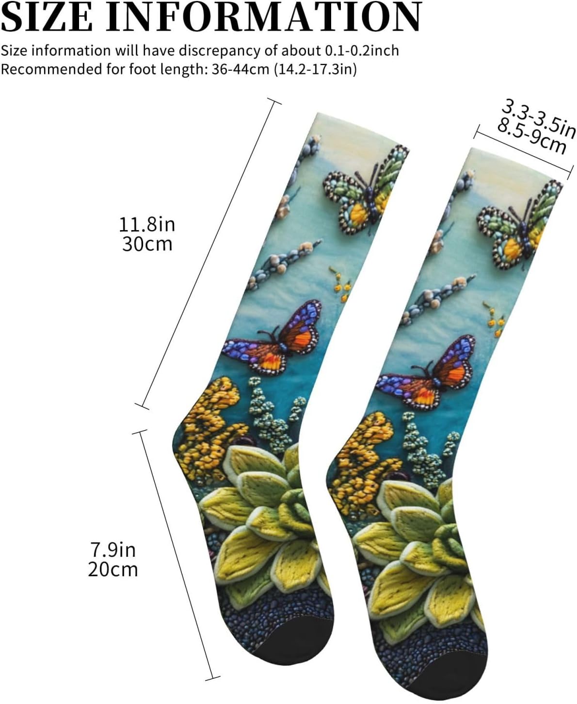 embroidered flowers Compression Socks 15-20mmHg Graduated Compression, Ideal for Office Workers, and Athletes