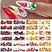 12Designs Printemps Thème Géométrique Fleur Feuilles Nail Stickers Set Visage Image Papillon Fruits Stickers Curseurs Manucures Décoration-10
