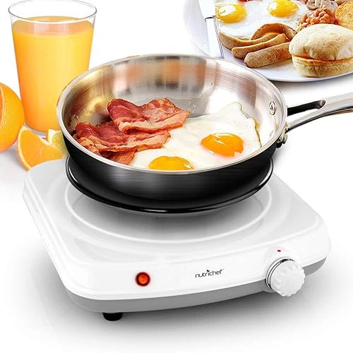 Miniatura 1 de Quemador eléctrico de comida individual para encimera, calentador de platos con temperatura ajustable, luz LED, uso con acero inoxidable, hierro