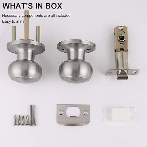 Miniatura 7 de Knobonly Paquete de 10 pomos de puerta de paso interior, pomo de puerta de níquel satinado para pasillo y armario, perilla de puerta interior sin