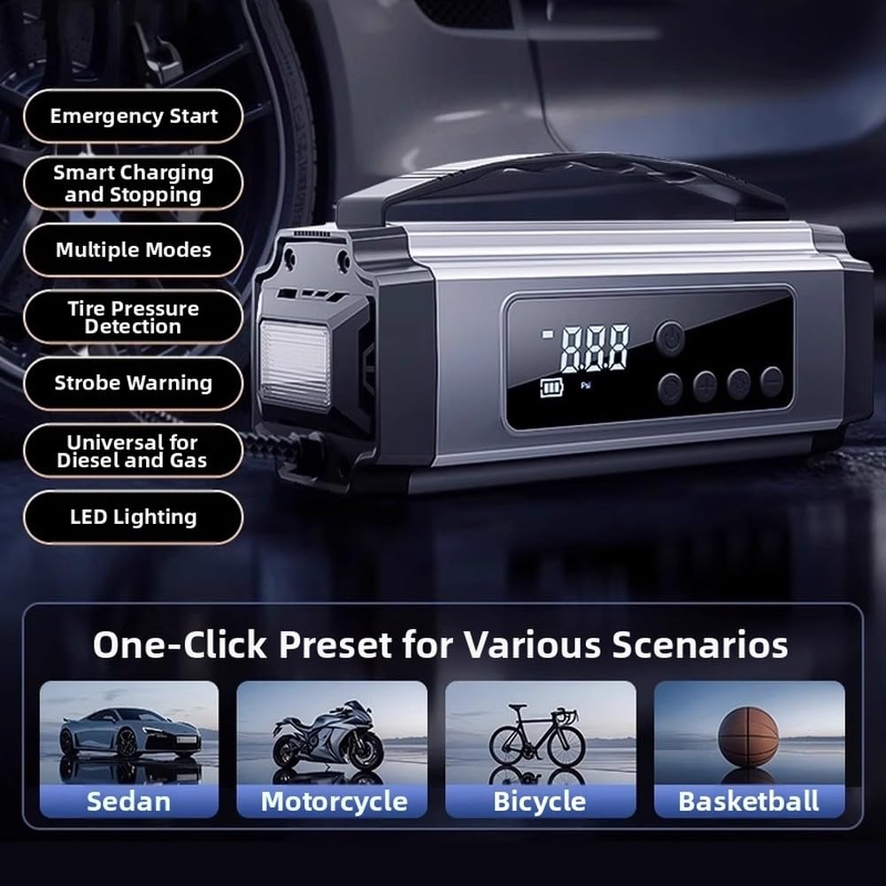 Gonfleur Pneus pour voiture 8000mAh Démarrage pour urgent Gonfleur