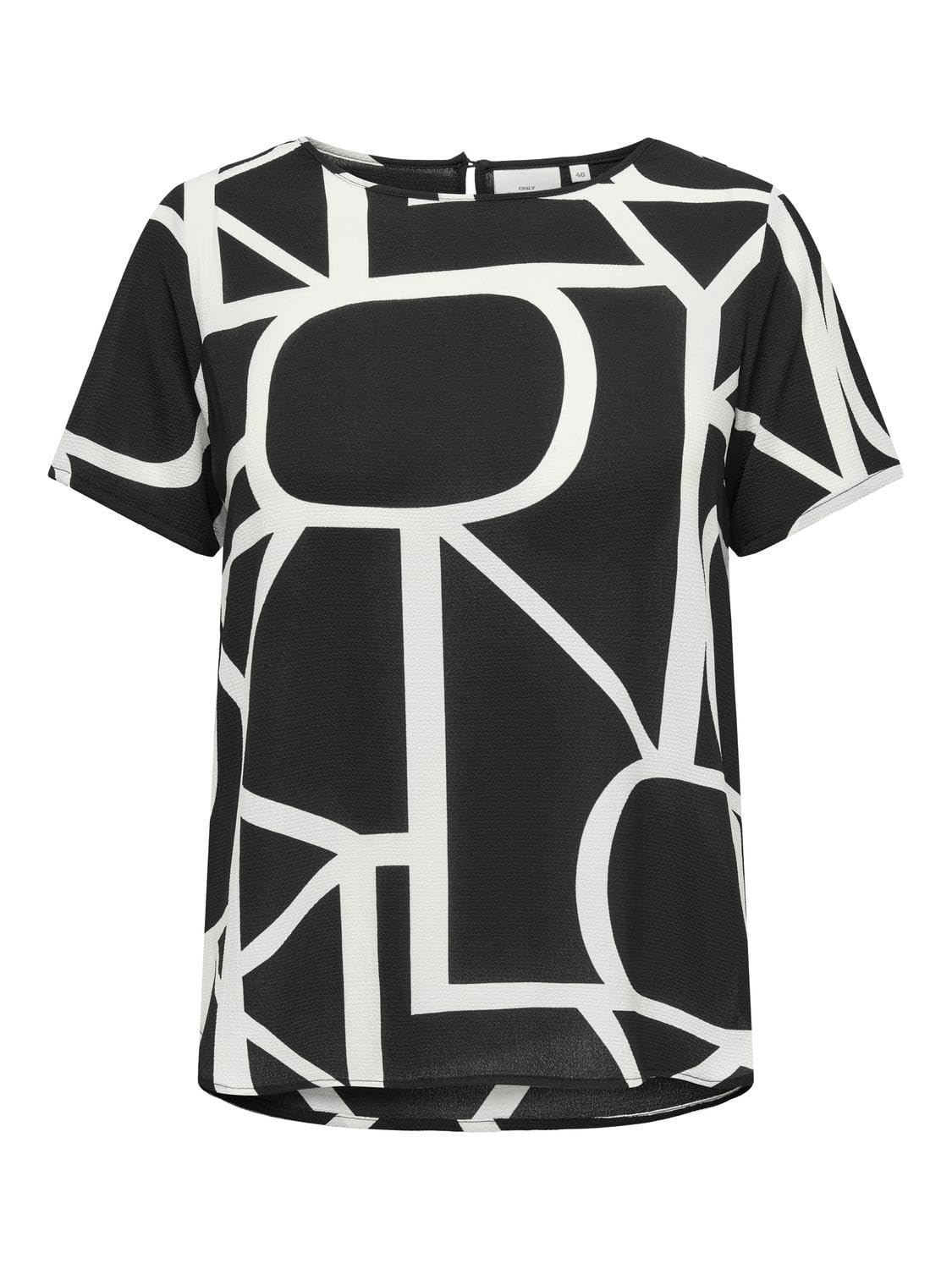 ONLY Carmakoma Women's Carvica Life SS Top WVN Noos T-Shirt, Black/AOP: Maritime Great Logo, 18