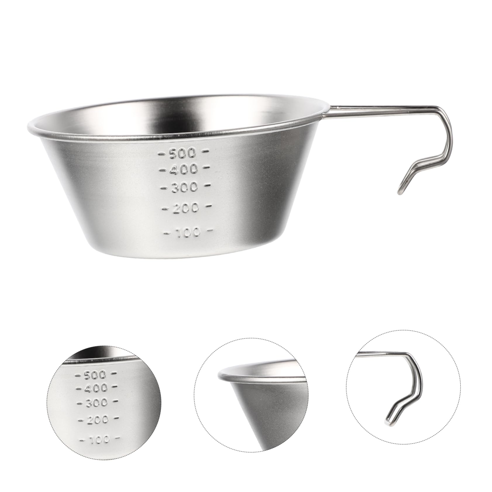 3 Stück Camping Schüssel aus 304 Edelstahl 500ml mit Skala Leicht und Kompakt Japanische Schalen für Outdoor Camping