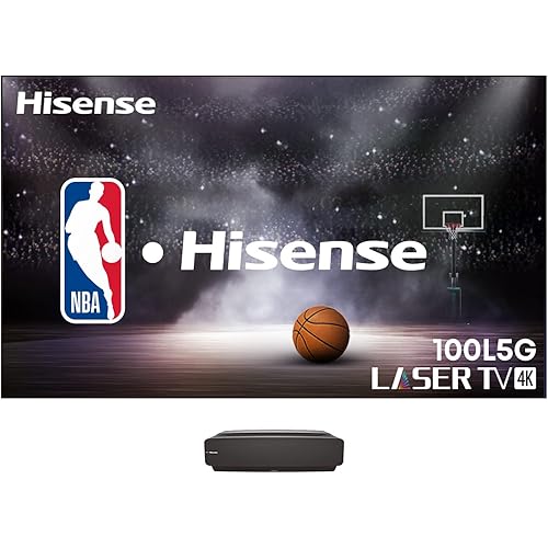 Hisense 100L5G-DLT100B 4K UHD Ultra-Short Throw Laser TV 100" High Gain ALR Screen, 2700 lumens, Compatible with Dolby Atmos, Google Assistant and Chromecast Built-in, Compatible with Alexa