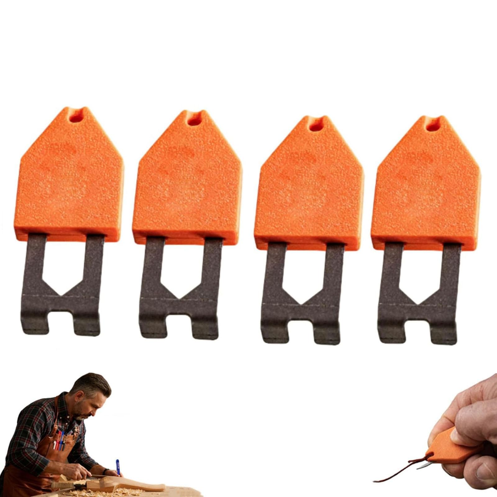 Kieyiqe 4Pcs Rope Anchor Hook, A Truly Unique End Hook, Portable Chalk Line Anchor Tool, Carpentry Tools For Straight Line, One-Handed Operation Design For Home Renovation Projects (4Pcs)