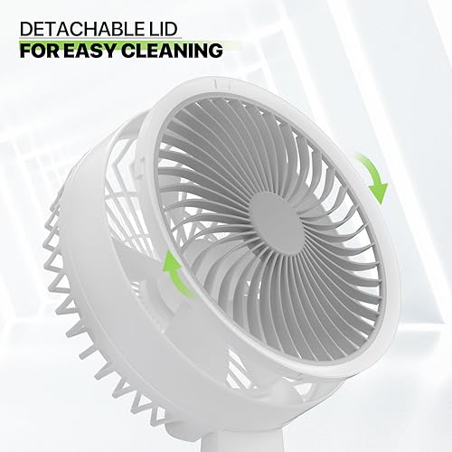 Miniatura 8 de Magshion Ventilador de escritorio plegable de 7.5 pulgadas con luz nocturna, ventilador pequeño oscilante de 120, 4 velocidades, alimentado por USB