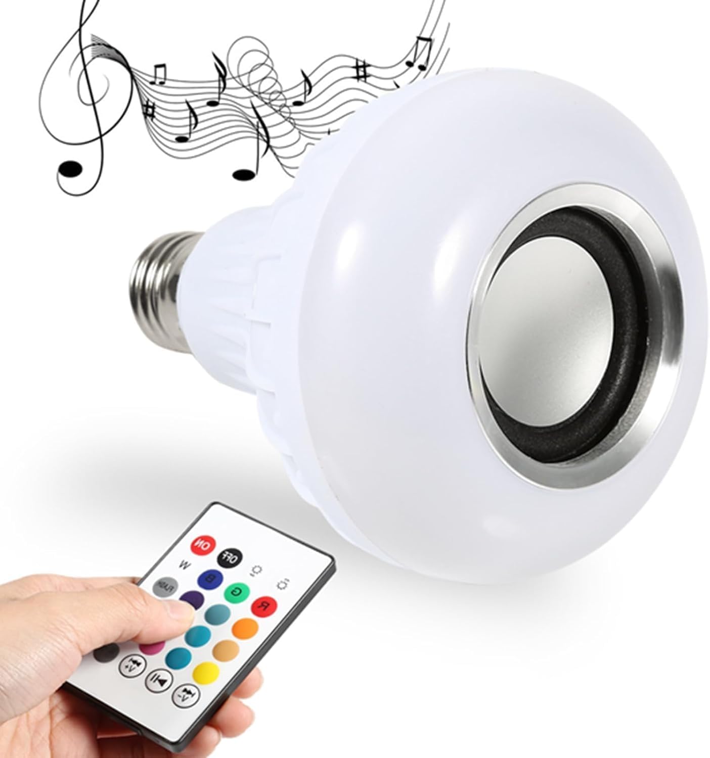E27 RGB Changing lamp, Wireless Music Player, 24-Key Playback, Remote Control, LED Light Bulb with Speaker, 12 W