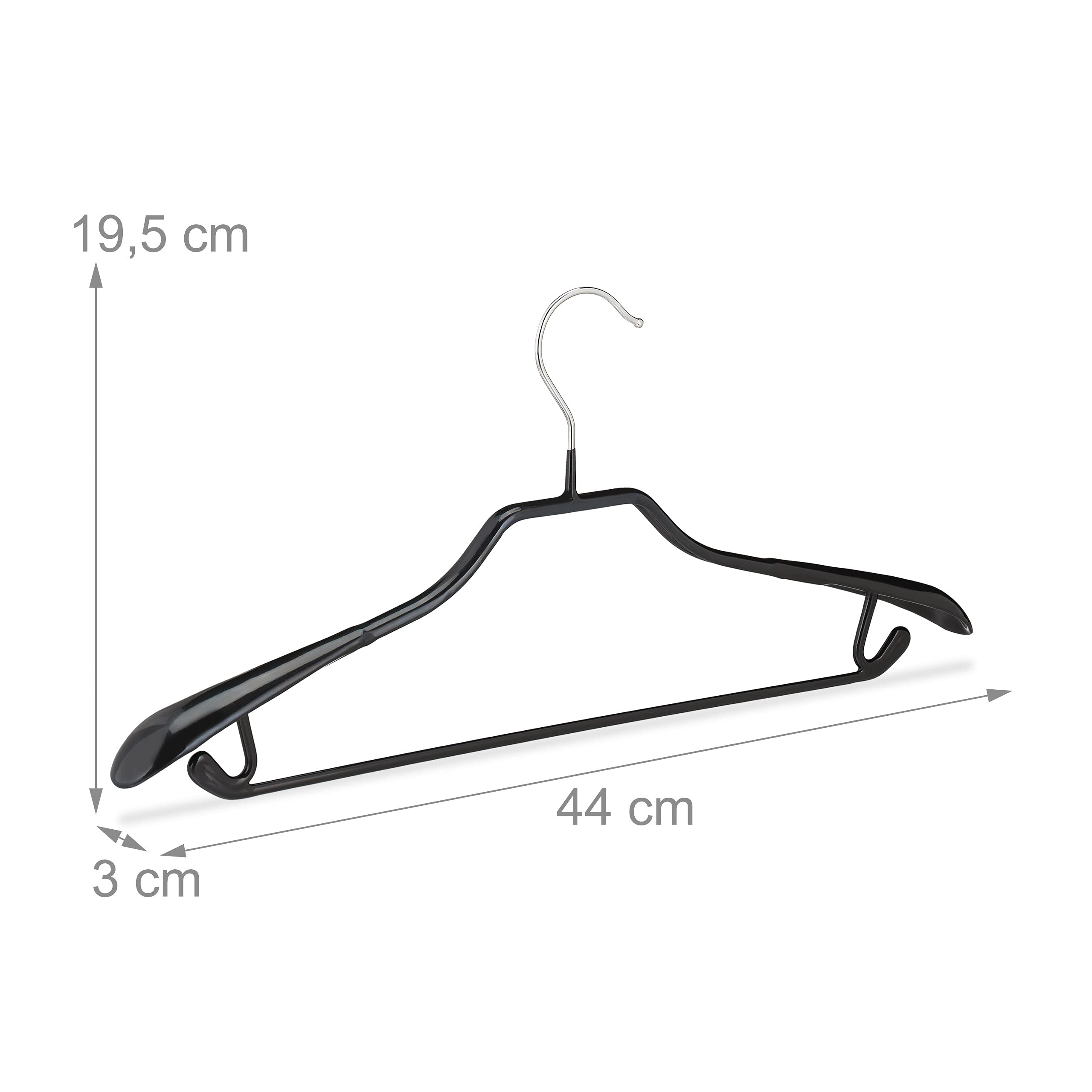 Relaxdays 40 x wieszaki na garnitur, gumowane, z metalu, antypoślizgowe, zajmują mało miejsca, 44 cm szerokości, czarne