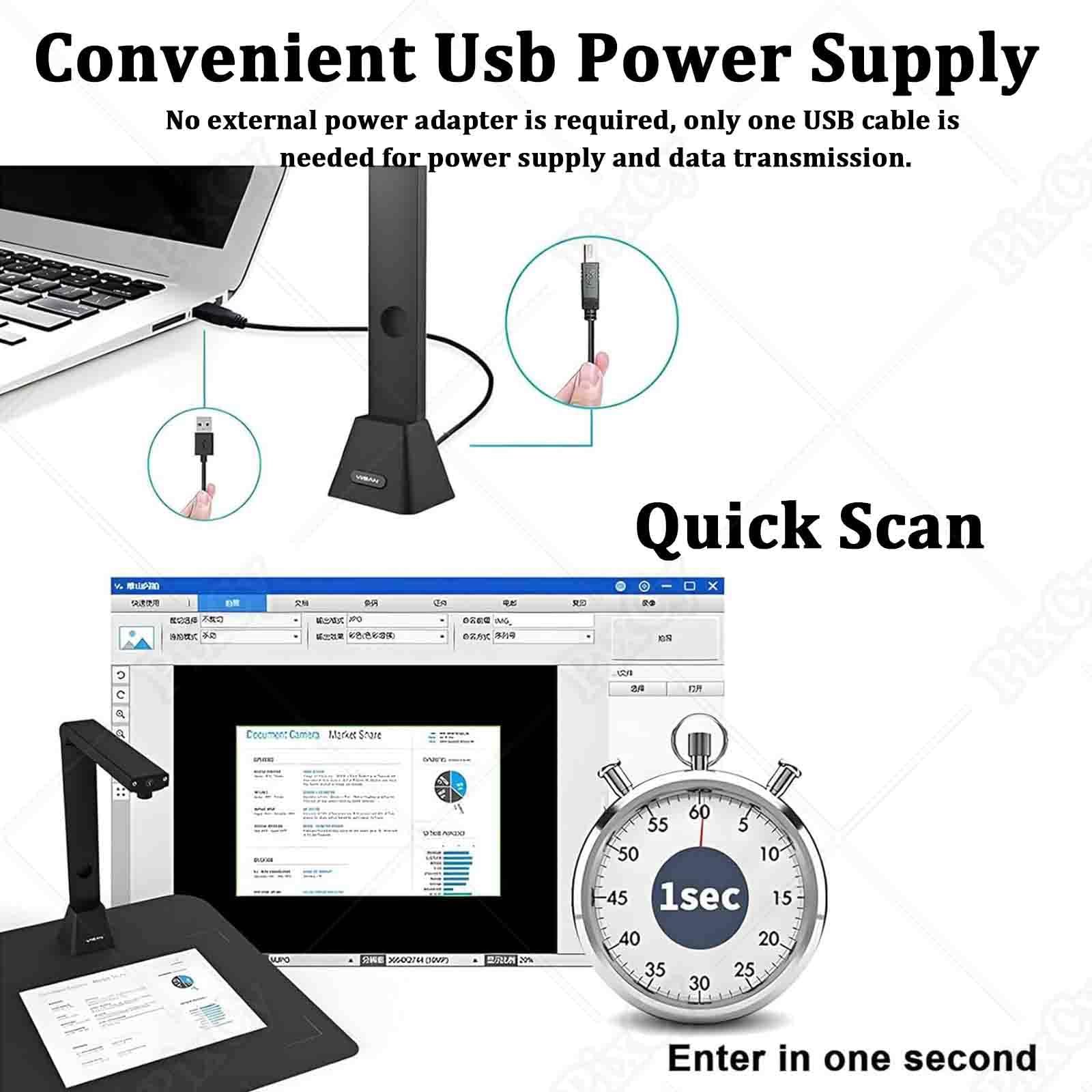 PixCy Escáner Superior A2/3, escáner Documentos con cámara 23 MP, reconocimiento Texto OCR y Altura Ajustable, tecnología descurvatura automática páginas Curvas, luz LED incorporada