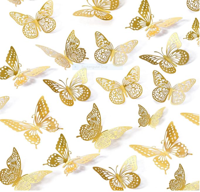 The ArtBlleZon Gold Colour 3D Double Side Design Butterfly Decorative Self Adhesive Kids Room Décor Vinyl Wall Sticker (4 cm X 7 cm X 10 cm) (Pack of 12 pcs) (B0CY4TMJ5K) Amazon Price History, Amazon Price Tracker