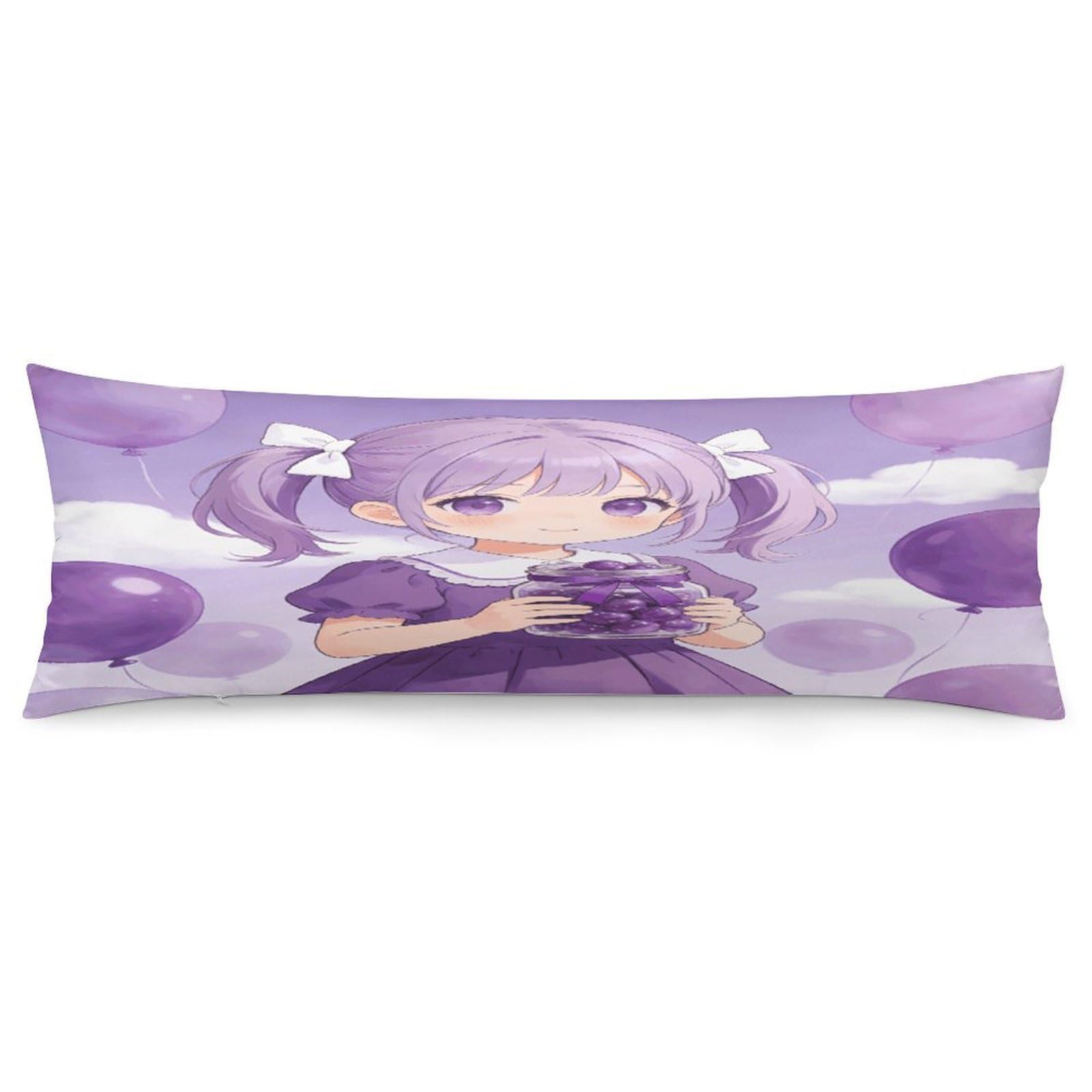 Violet Body Pillowcase Soft Breathable Full Long Pillow Cover 20x54 Inches Polyester Pillow Case with Hidden Zipper Closure for Bedroom Home Decorations