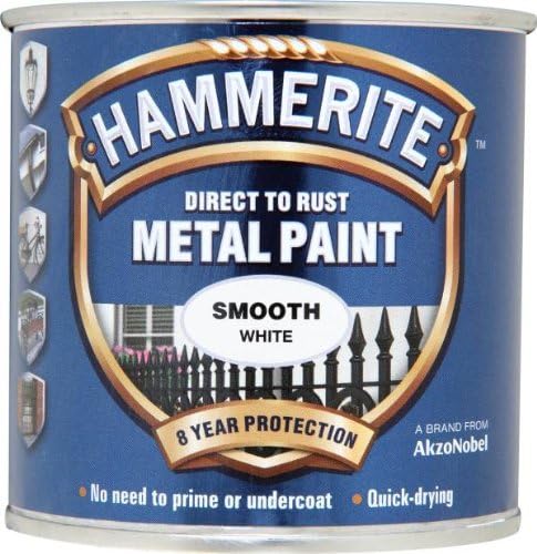 Hammerite Direct to Rust Metal Paint - Smooth White Finish 250ML