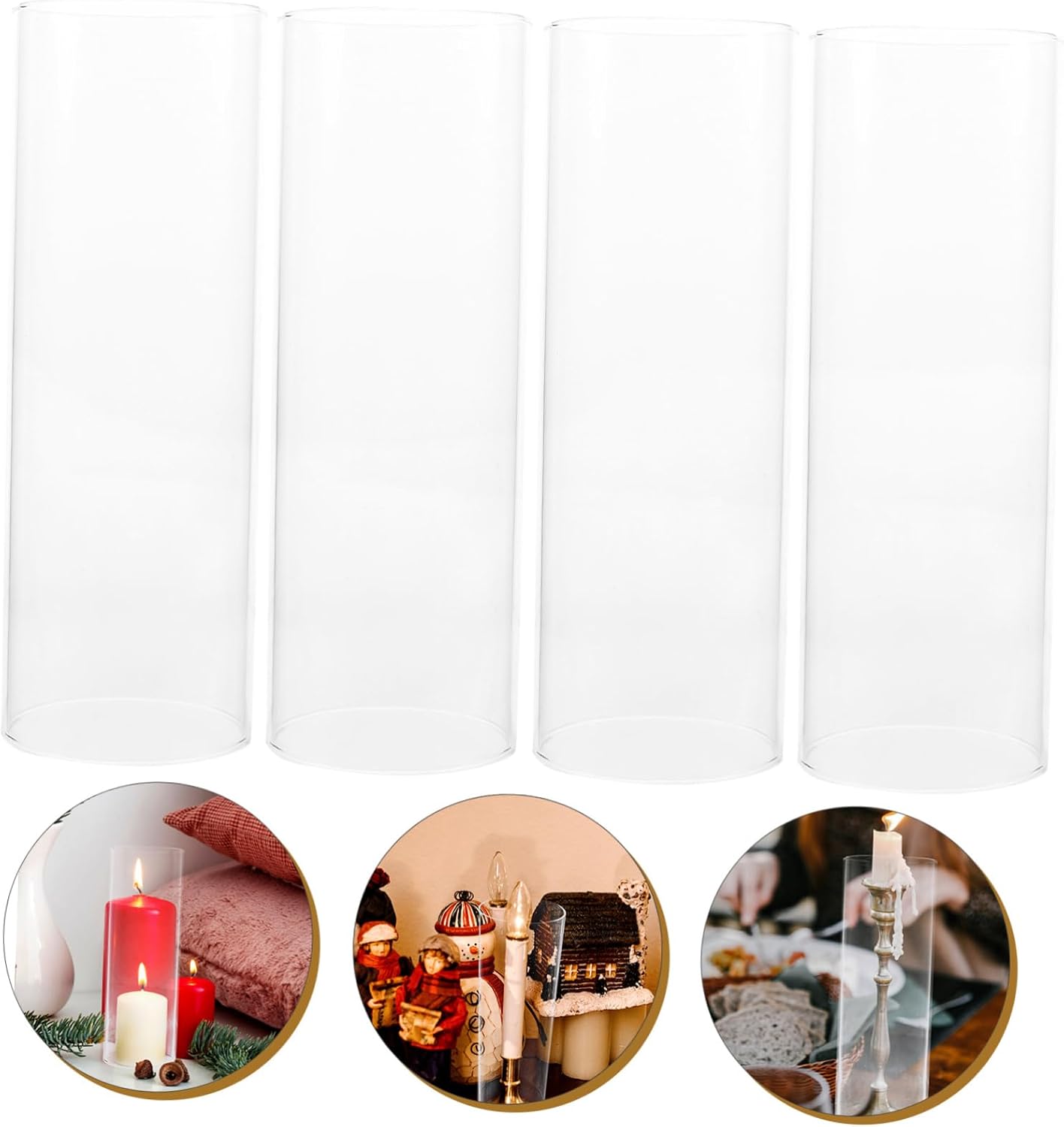 DECHOUS Cylinder Glass Craft Candle Shades Straight Tube Candle Covers Windproof