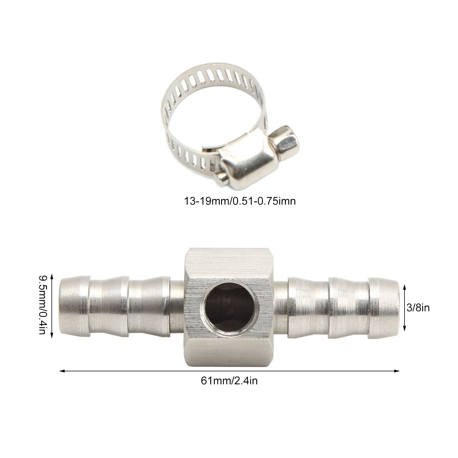 Adattatore per Manometro Pressione Carburante, Tubo Carburante Adattatore per Raccordo a T Antideformazione Porta 1/8‑27 NPT per Refrigerante Riduttori (3/8 poll)