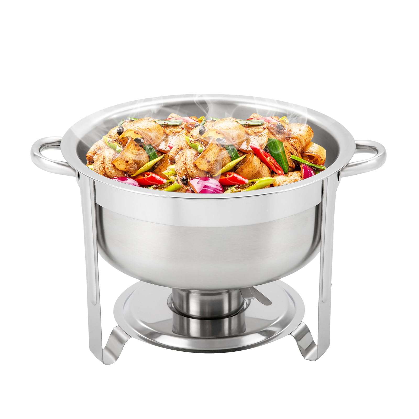 Acero inoxidable Chafing Dish, calentador de alimentos de 8,5 L, recipiente para calentar sopa, redondo de acero inoxidable, juego profesional de platos de chafing dish desmontable con tapa, sartén de