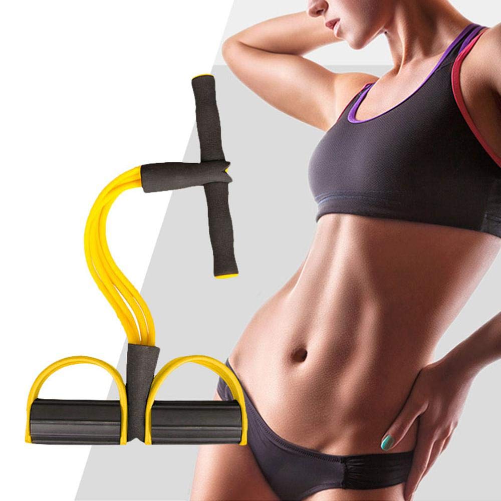 Foonee 4-Tube Foot Pedal Building Resistance Band Elastic Sit Up Pull Rope