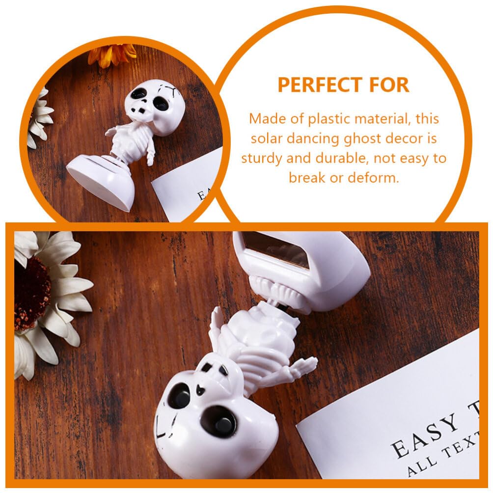 COHEALI Halloween Solar Doll Bobble Skeleton Shaking Head Dancing Figurines 2pcs Halloween Skull Dashboard Dancing Figure Solar Power Ghost Ornaments for Car Halloween Decor