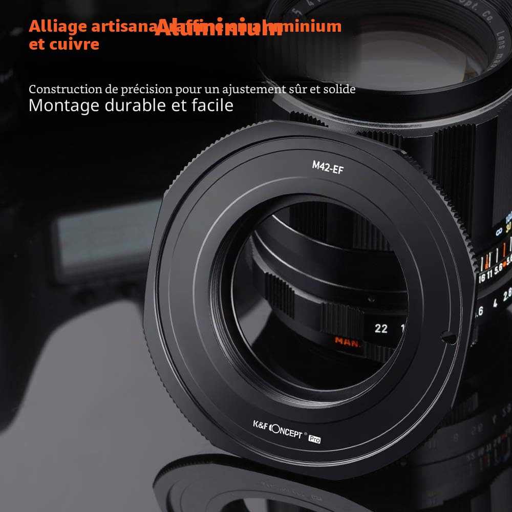 K&F CONCEPT Bague d'adaptation M42-EOS Adaptateur Compatible avec Utiliser Objectifs M42 sur Appareils Photo Boîtier compatibile Con Canon EOS (EF Monture) M10135