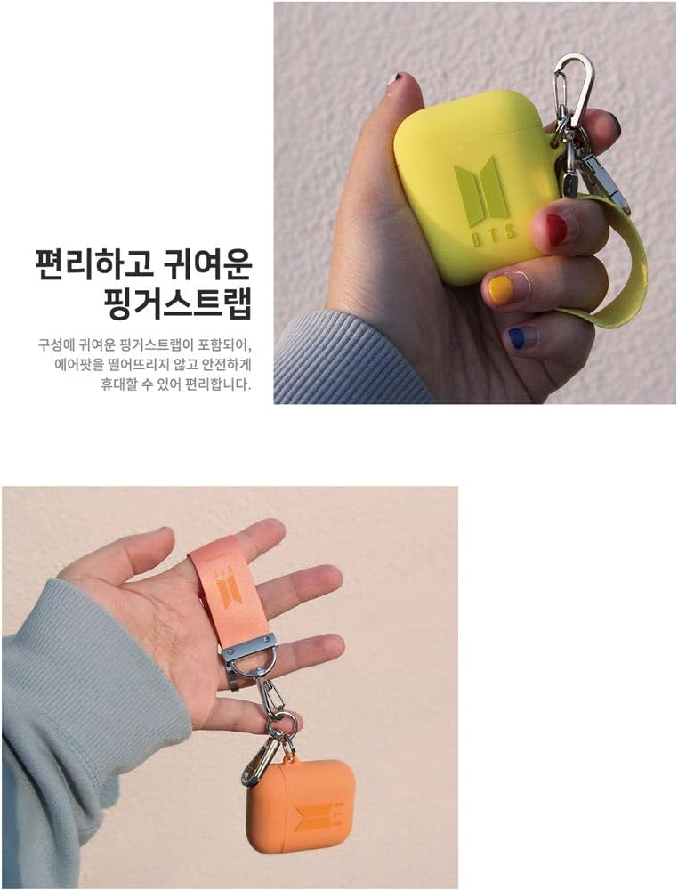 BTS Bangtan Boys Official BTS Logo Silicone Apple Airpods Pro Hard Case with Strap (V)