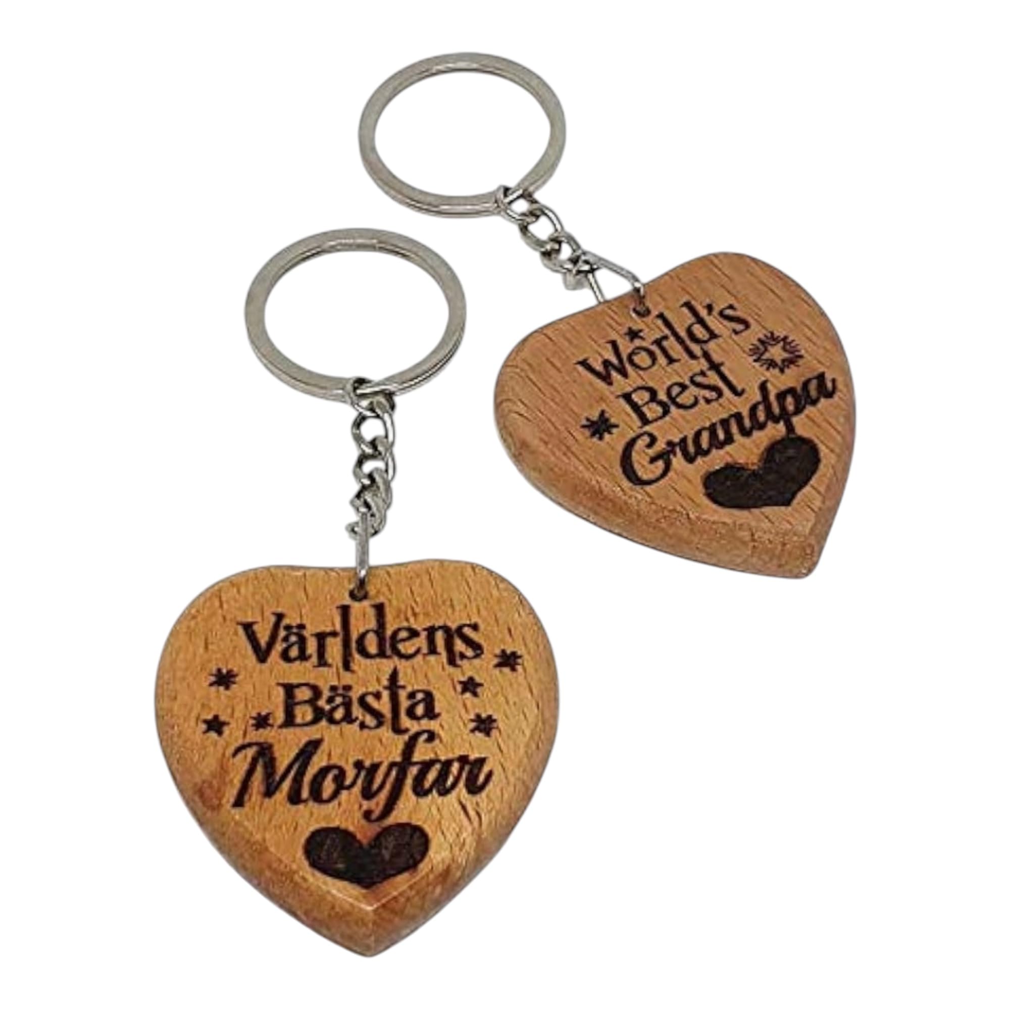Morfar Grandpa Swedish Engraved Wooden Keyring Keychain Gift Världens Bästa Morfar