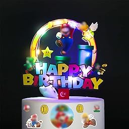 Décoration de gâteau pailletée de dessin animé, Décorations de gâteaux d'anniversaire et de muffins sur le thème des jeux vidéo, Décorations fêtes d'enfants