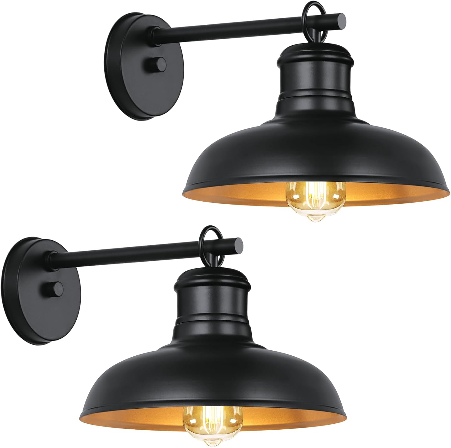 Photo 1 of Outdoor Wall Lights, Black and Gold Indoor Outdoor Barn Lights with E26 Socket, Anti-Rust Waterproof Exterior Lighting Fixtures for House Patio Porch Doorway(2 Pack)