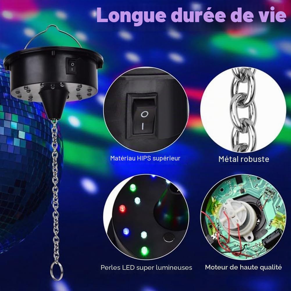 Lumières de Moteur de Boule Disco Rotative avec Télécommande, 18 LED pour Rotateur de Boule à Facettes de 12, 16, 20 et 24 Pouces (Boule Non Incluse)