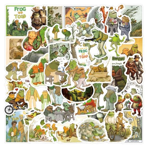 50 pegatinas de ranas de vinilo impermeables para decorar diarios infantiles y termos 7