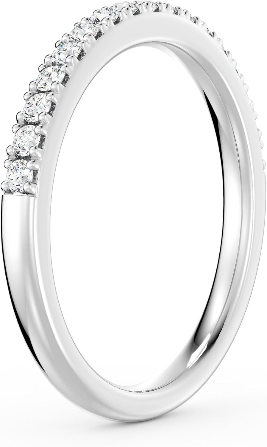 MSBLUE® 2.2MM Classic Moissanite Wedding Ring, Round Cut Half Eternity Band, 14K White Gold Vermeil, Rhodium Finished, Valentines Day Gifts for Her - Image 3