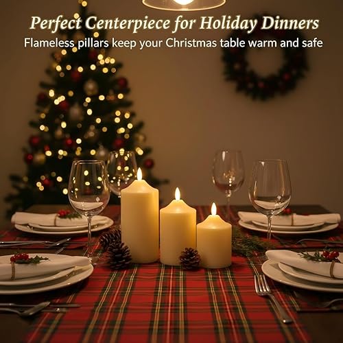 Miniatura 2 de Angelloong Velas parpadeantes sin llama, control remoto, velas LED de cera real, con baterías, temporizador, velas eléctricas de pilar, boda,