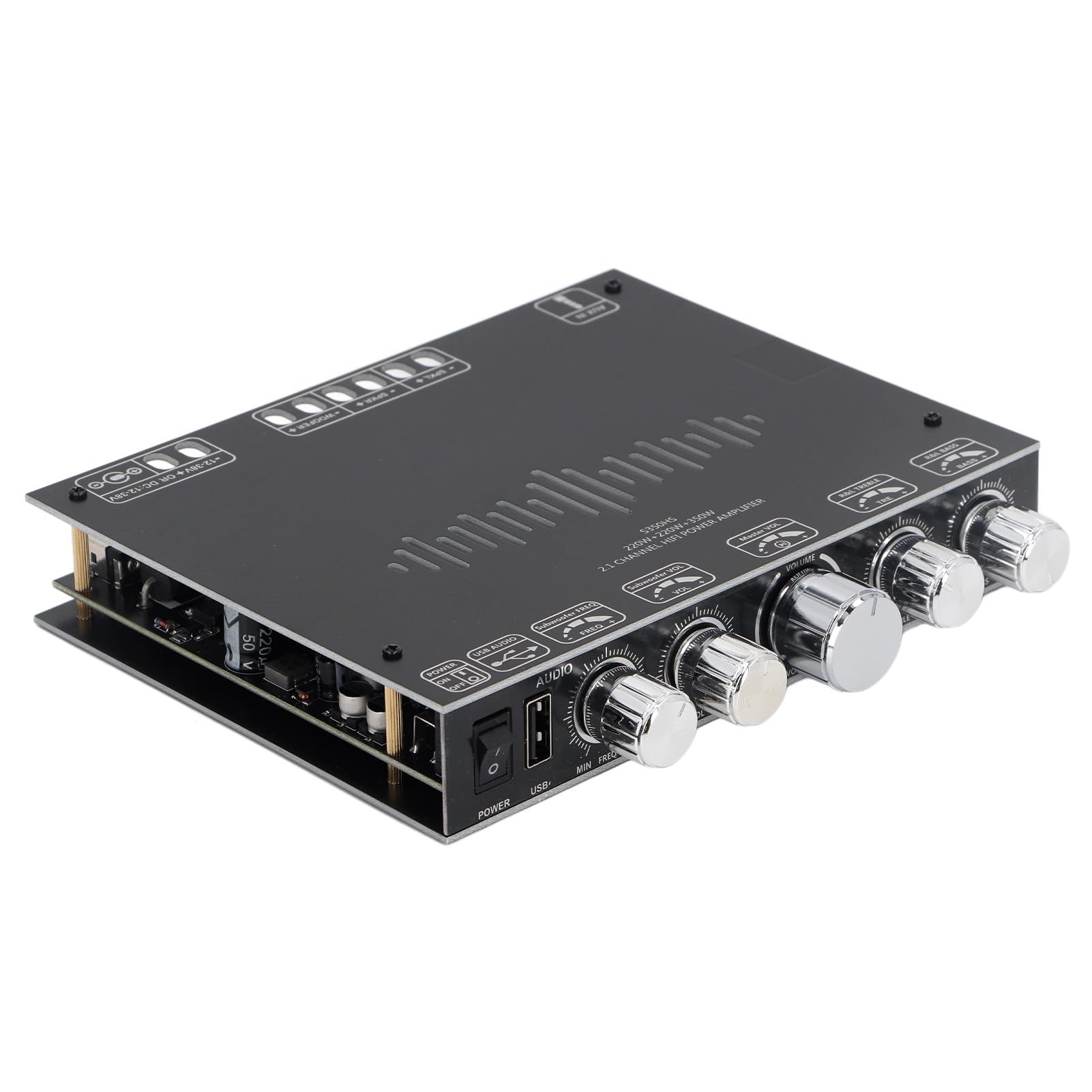 Sxhlseller Scheda Amplificatore BT 5.1, Modulo di Alimentazione Stereo a 2.1 350 W 220 W X 2 con Ingresso USB AUX, Controllo App, Regolazione Alti e Bassi per la Personalizzazione '