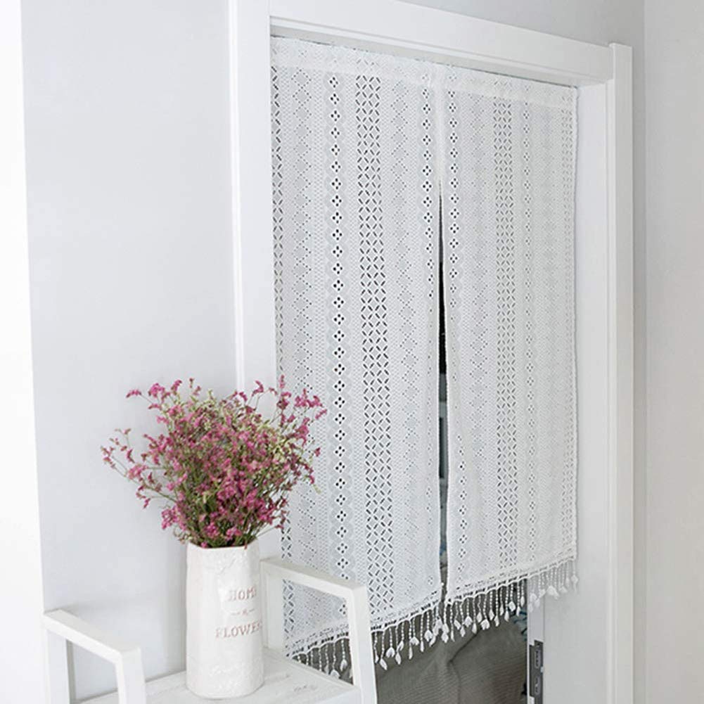 Cortinas de cocina cortas y estores tipo bistro de tul blanco para ventanas de cabaña