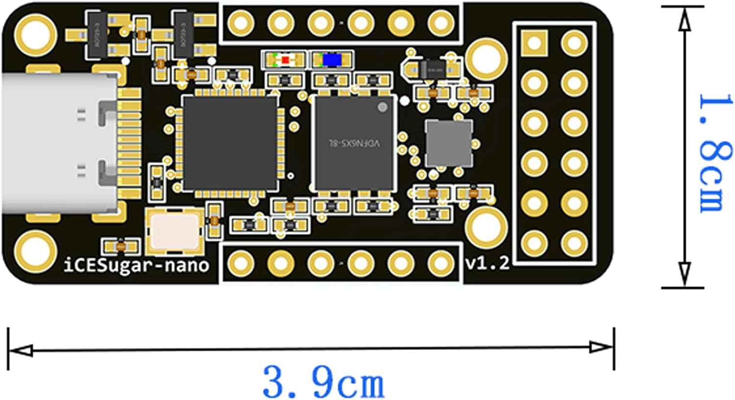 MiiElAOD iCESugar-nano FPGA Development Board with iCE40LP1k, PMOD Connector, USB, Linux, 2MB RAM & Storage