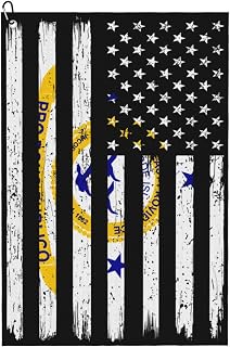 BASRETY US and Flag of East Providence, Rhode Island Golf Towel with Carabiner Clip for Golf Bag 24" X 16" Golf Towels Waffle Funny Pattern Golf Accessories