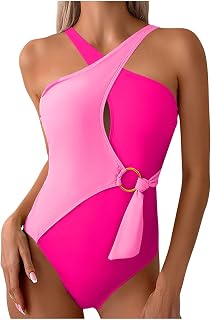 Women's One Piece Swimsuit 2026 Colorblock Wrap Tummy Control Swimwear Sexy Slip Full Coverage Bathing Suit