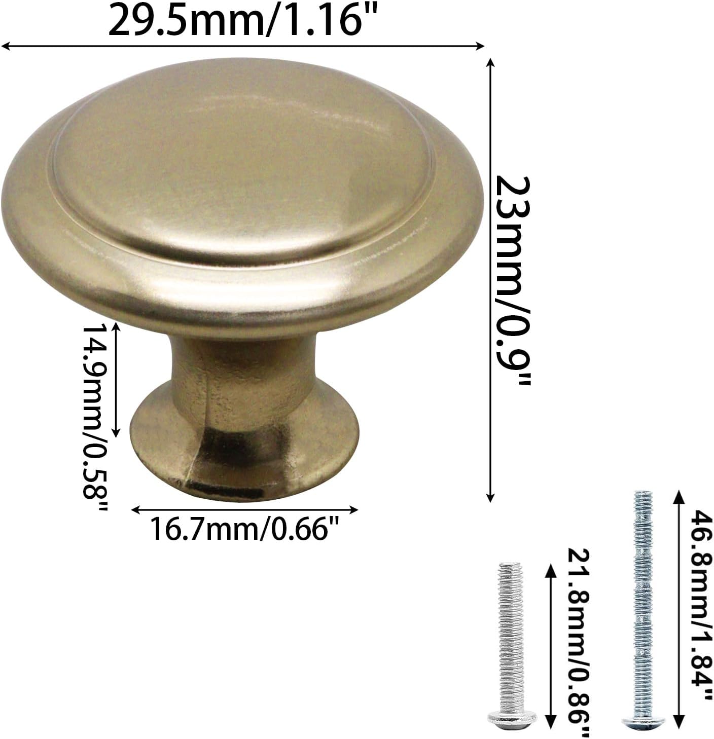 Cabinet Knobs 6 Pack, Stainless Steel Kitchen Cabinet Knobs 1.16" Furniture Hardware Pulls Modern Round Knob for Dresser Drawers Cupboard Dresser Closet (Bronze, 6)