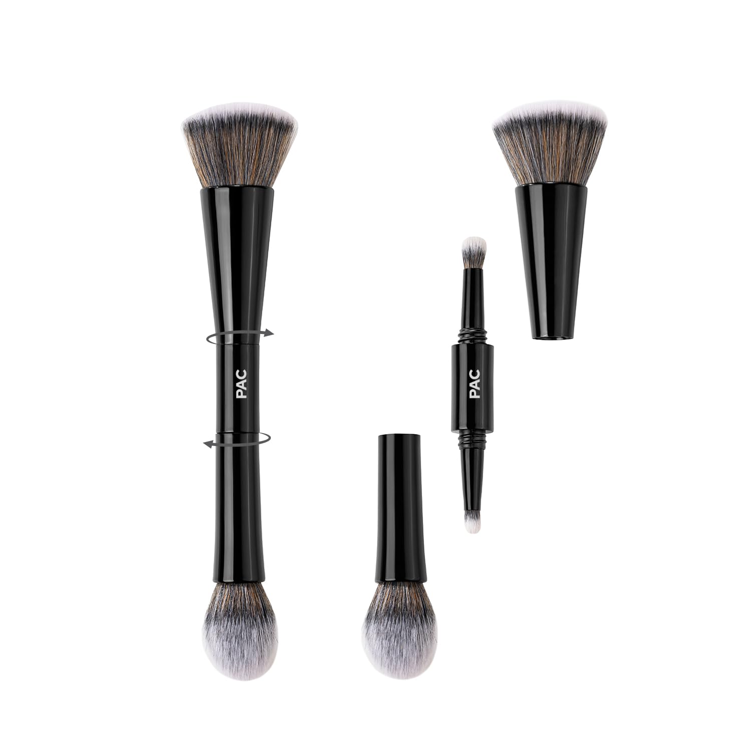 PAC All in One Makeup Brush | One foundation brush, one powder brush, and two eyeshadow brushes | Compact Portable Brush Kit-picture-46