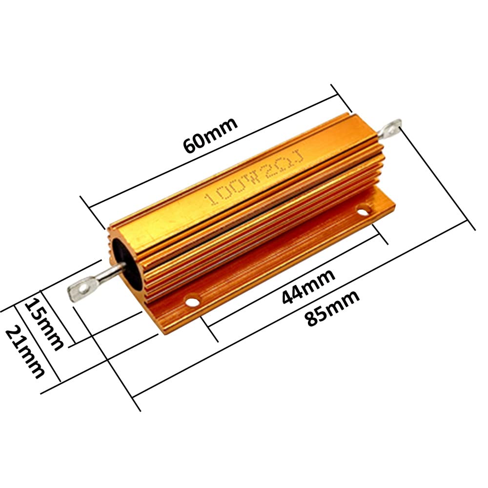 ETOPARS 100W 1 Ohm Resistencia 5% Aluminio Carcasa Bobinado Chasis Montado Resistencias de Carga