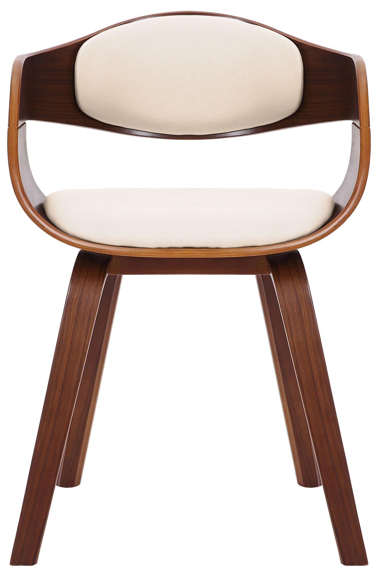 CLP Silla De Visita Kingston En Símil Cuero I Silla De Madera con Respaldo Semi-Curvado I Butaca De Salón En Estilo Escandinavo, Color:Nuez/Crema