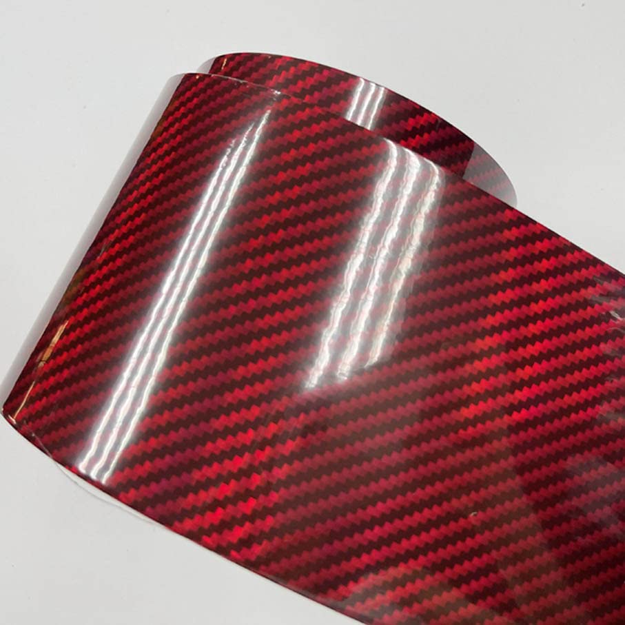 Vinilo para coche de fibra de carbono holográfico y autoadhesivo rojo 5