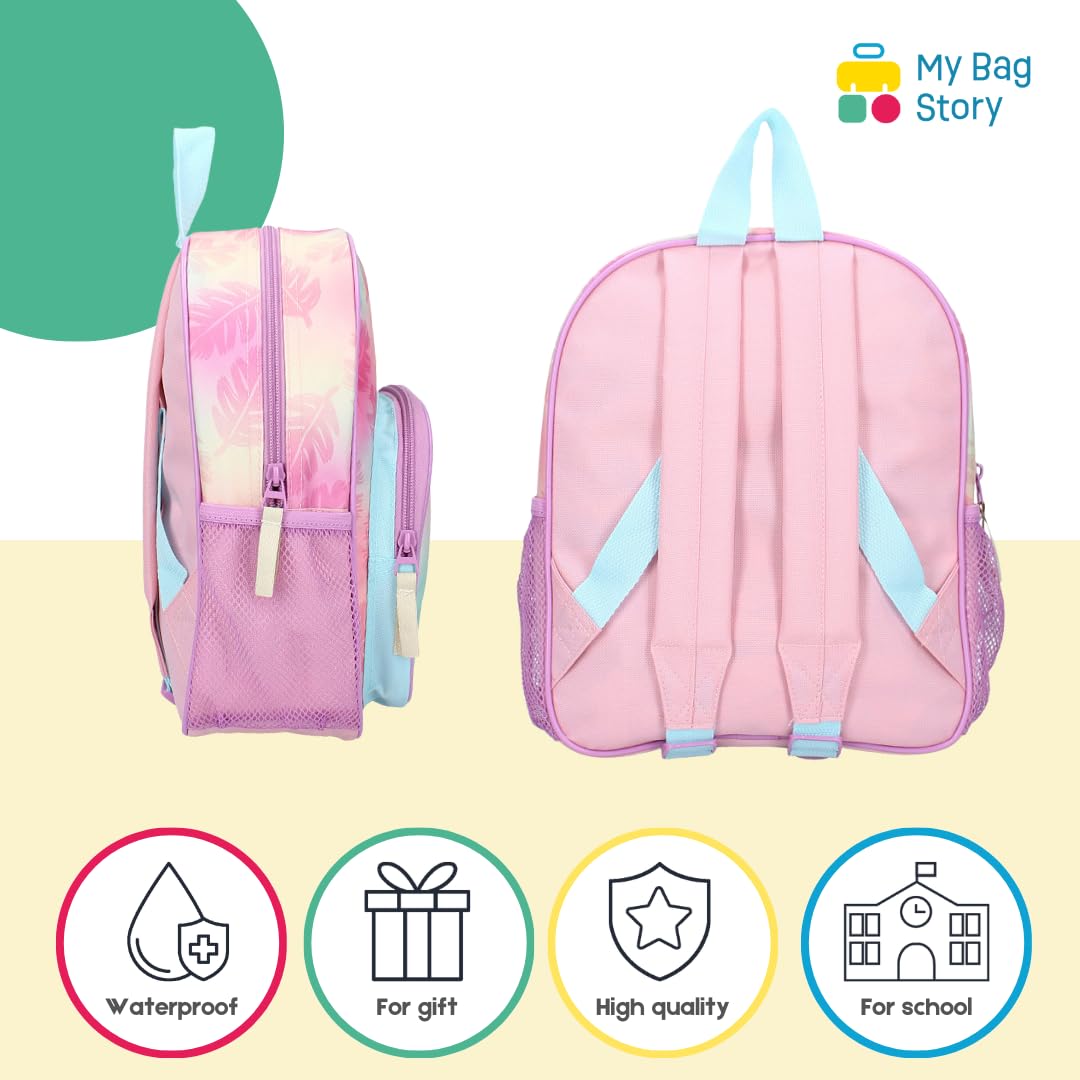 mybagstory - Plecak dziewczęcy Stitch - różowy - dla dzieci - szkoła - przedszkole - żłobek - tornister dziewczęcy - rozmiar 29 cm - regulowane ramiączka - pomysł na prezent, Ścieg - różowy, Enfant