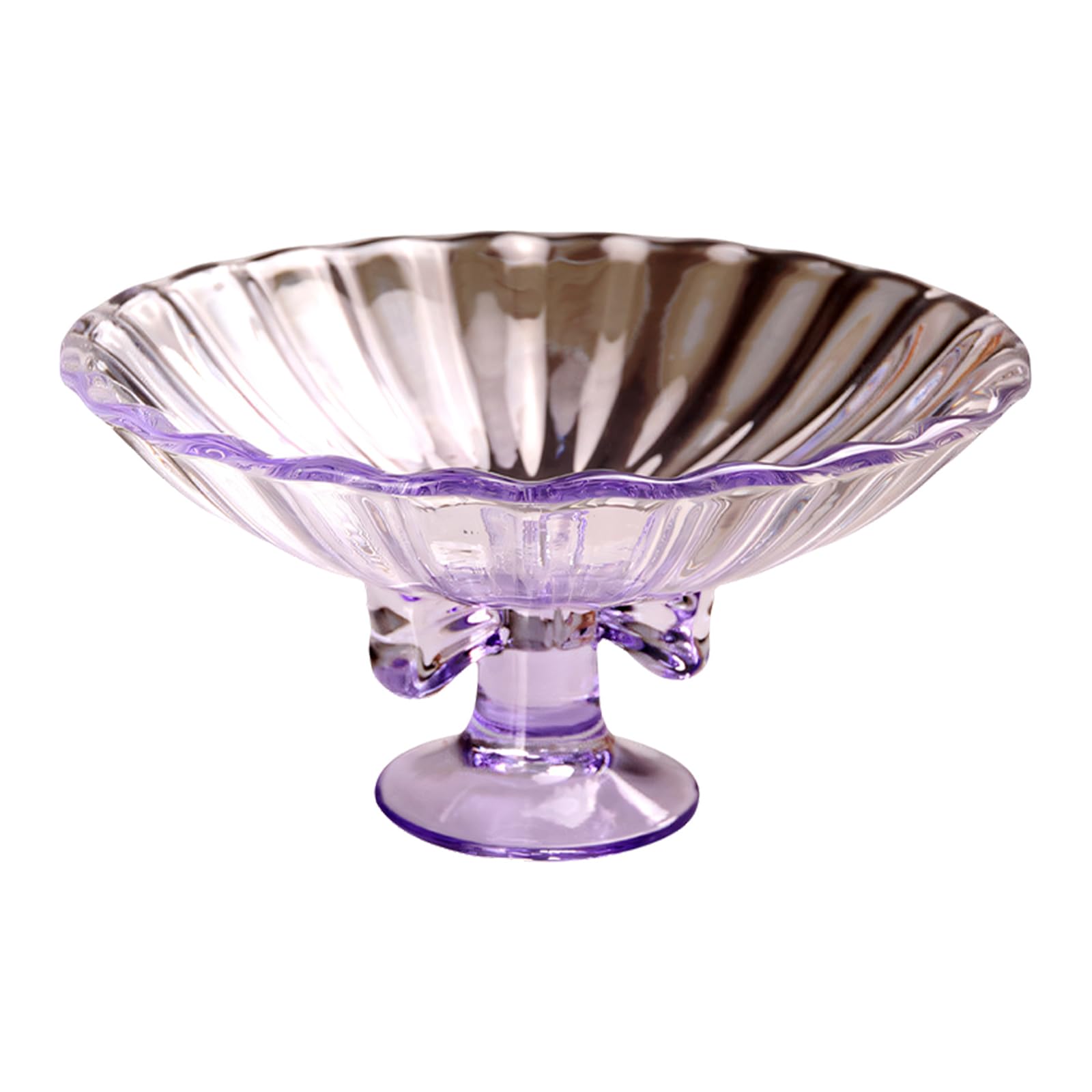ZEPFJHE Clear Glass Snacks Tray with Delicate Bowknot Embellishment Raised Foot Stand Ideal for Centerpieces High Foot Glass Treat Plate