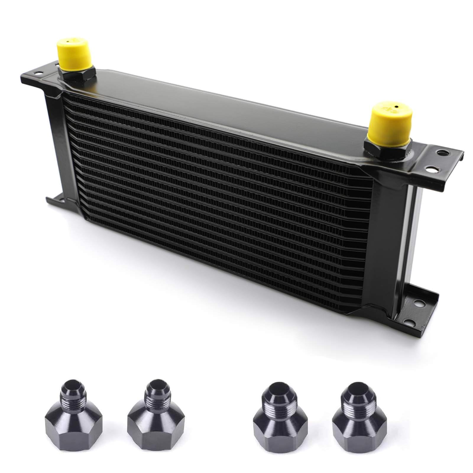 16 Row AN10-10AN Stacked Plate Oil Cooler With 6AN 8AN Adapter Universal Engine Transmission British Radiator Oil Cooler Condenser Aluminium Alloy Black